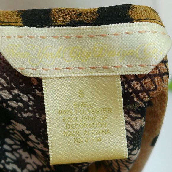 Vtg New York City Design Co Sheer Top Size S Leopard Lace Print Ruffle Tie Front - Picture 2 of 10